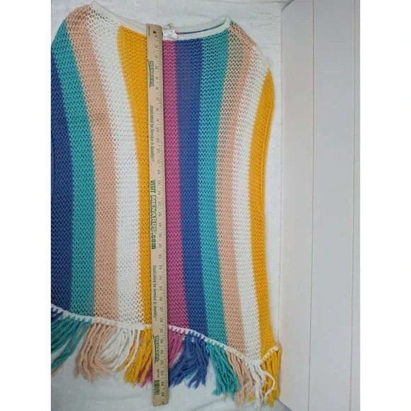Body Glove Crochet Swim Cover Women Large Open Knit Fringe Unicorn Rainbow Beach - Picture 11 of 12
